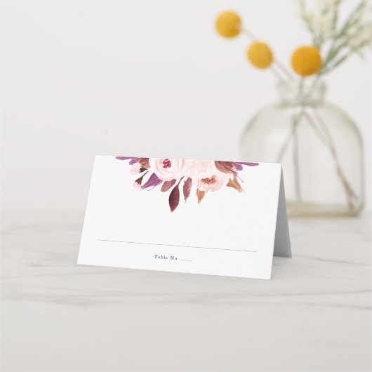 Placement Carte de Mariage à l'aquarelle violette (Devant)