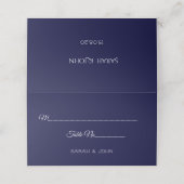 Placement Carte de Mariage bleu marine simple personnalisée (Extérieur déplié)