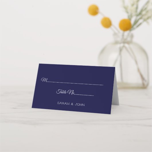 Placement Carte de Mariage bleu marine simple personnalisée (Devant)