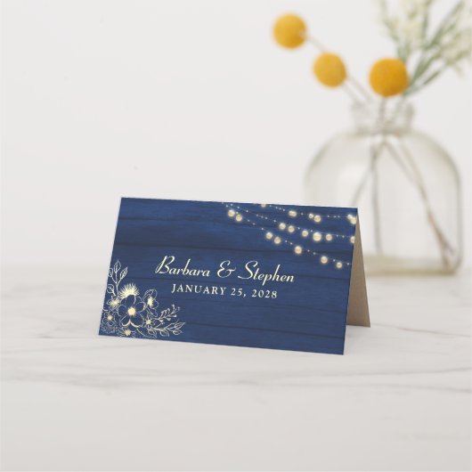 Placement Carte de Mariage bleu Rustique (Dos)