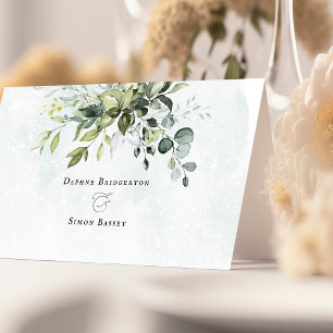 Placement Carte de Mariage Boho minimaliste vert plié