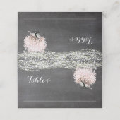 Placement Carte de Mariage Chalkboard Pink Heart Leaf Tree (Extérieur déplié)