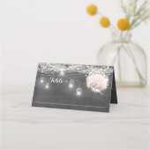 Placement Carte de Mariage Chalkboard Pink Heart Leaf Tree (Dos)