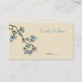Placement Carte de Mariage chinois de fleurs de pêche bleue (Devant)