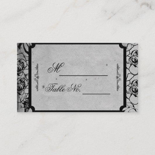 Placement Carte de Mariage de cadre gothique Rose noir (Devant)