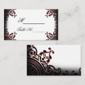 Placement Carte de Mariage de défilement gothique noir et ro (Devant / Derrière)
