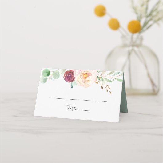 Placement Carte de Mariage de fleurs Eucalyptus contemporain (Devant)