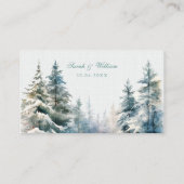 Placement Carte de Mariage de la forêt d'hiver romantique (Dos)