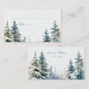 Placement Carte de Mariage de la forêt d'hiver romantique