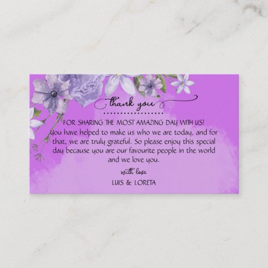 Placement Carte de Mariage de l'écriture (Devant)