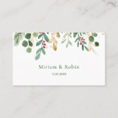 Placement Carte de mariage de Noël avec feuillage vert et ba (Dos)