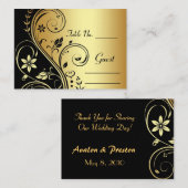 Placement Carte de Mariage de table Gold Flower (Devant / Derrière)