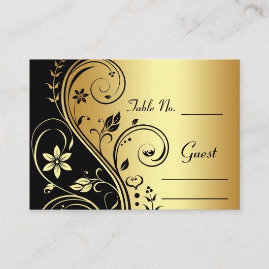 Placement Carte de Mariage de table Gold Flower (Devant)