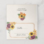 Placement Carte de Mariage de tournesol d'automne (Extérieur déplié)