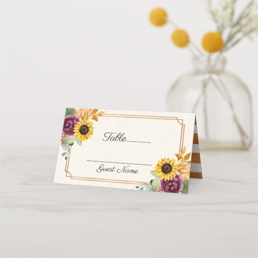 Placement Carte de Mariage de tournesol d'automne (Devant)
