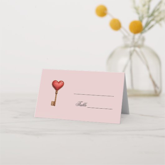 Placement Carte de mariage en forme de coeur rose (Devant)