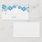 Placement Carte de Mariage Floral Bleu Simple (Devant / Derrière)
