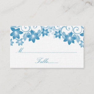 Placement Carte de Mariage Floral Bleu Simple