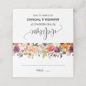 Placement Carte de Mariage Floral Bourgogne d'automne (Extérieur déplié)