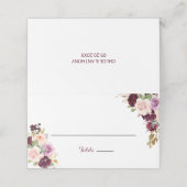 Placement Carte de Mariage Floral Burgundy Vert (Extérieur déplié)