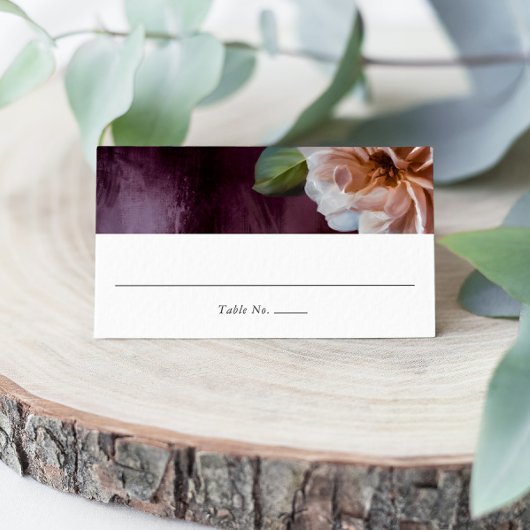 Placement Carte de Mariage floral foncé + Moody Rustique