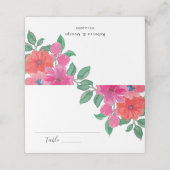 Placement Carte de Mariage floral Fuchsia Watercolor (Extérieur déplié)