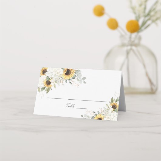 Placement Carte de Mariage Floral Hydrangea Sunflower (Devant)