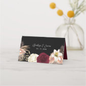 Placement Carte de Mariage Floral Noir Bourgogne (Dos)