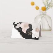 Placement Carte de mariage floral noir et blanc (Dos)