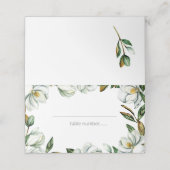 Placement Carte de Mariage Floral Rustique Magnolia blanche (Extérieur déplié)