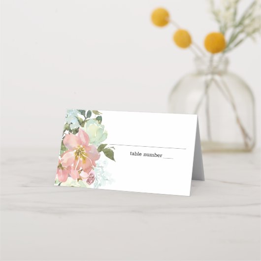 Placement Carte de Mariage florale Eggshell et Blush (Devant)