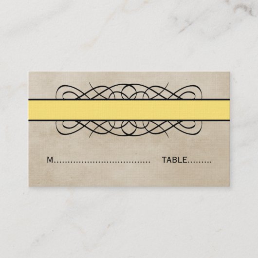 Placement Carte de Mariage frontalier jaune (Devant)