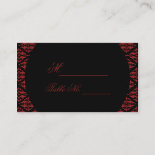 Placement Carte de Mariage gothique rouge et noir Damas