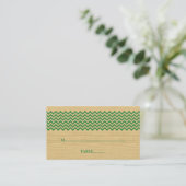 Placement Carte de Mariage Green Rustic Chevron (Debout devant)