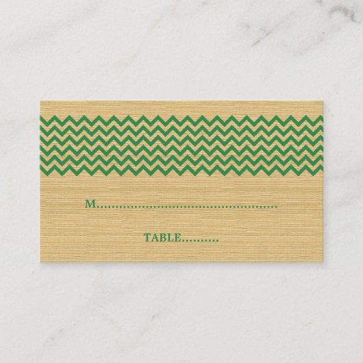 Placement Carte de Mariage Green Rustic Chevron (Devant)