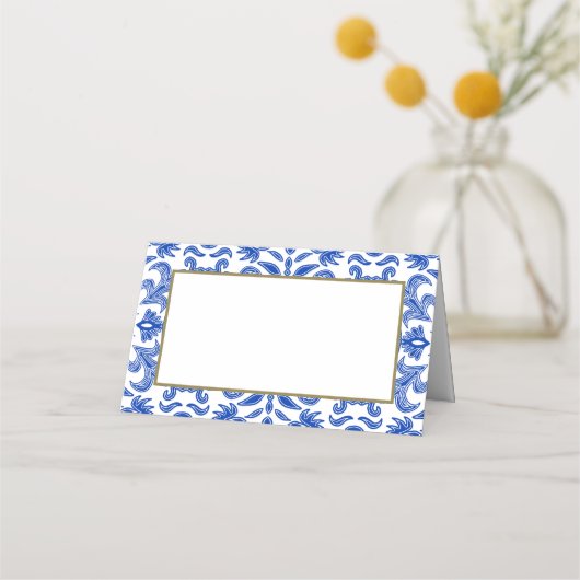 Placement Carte de Mariage italienne bleue et blanche (Devant)
