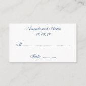 Placement Carte de Mariage photo Navy Blue Damask (Dos)