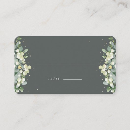 Placement Carte de mariage plat grise verte avec Symphorine (Devant)