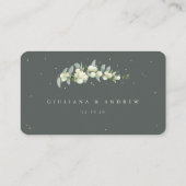 Placement Carte de mariage plate grise verte Snowberry + Euc (Dos)