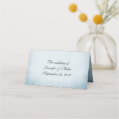 Placement Carte de Mariage pliée aux fleurs bleues et blanch (Dos)