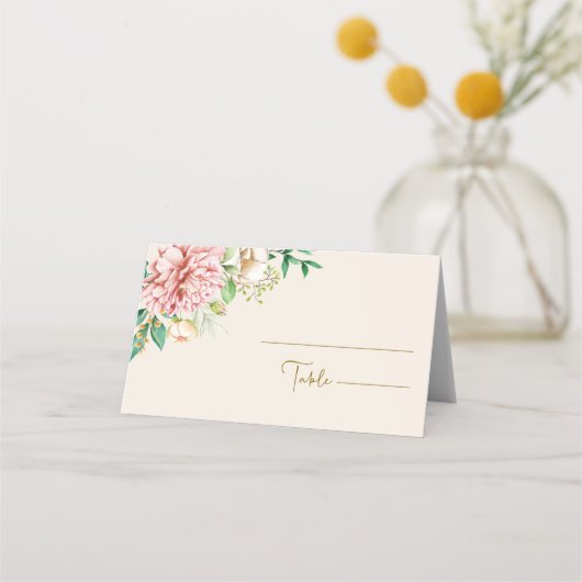 Placement Carte de Mariage pliée Blush Hydrangea (Devant)