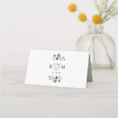 Placement Carte de Mariage pliée Dusty Blue Greenery (Dos)