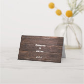 Placement Carte de Mariage pliée en bois rustique unique (Dos)