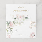 Placement Carte de Mariage pliée Rose Foliage (Extérieur déplié)