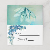 Placement Carte de Mariage Romantique bleu/vert Floral (Extérieur déplié)