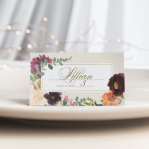 Placement Carte de Mariage romantique Bourgogne Florale