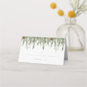 Placement Carte de Mariage Rustic Holiday Green (Devant)