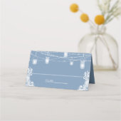 Placement Carte de Mariage Rustique Dusty Blue Lights (Devant)