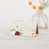 Placement Carte de Mariage Rustique Floral Brûlé orange (Devant)