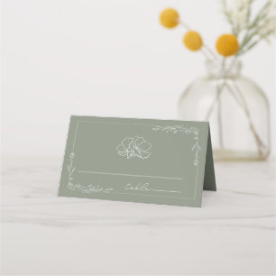 Placement Carte de Mariage Rustique Floral Sage Green